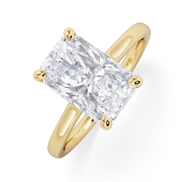 Amora Radiant 3.00ct Hidden Halo Lab Diamond Engagement Ring G/VS1 Set in 18K Gold